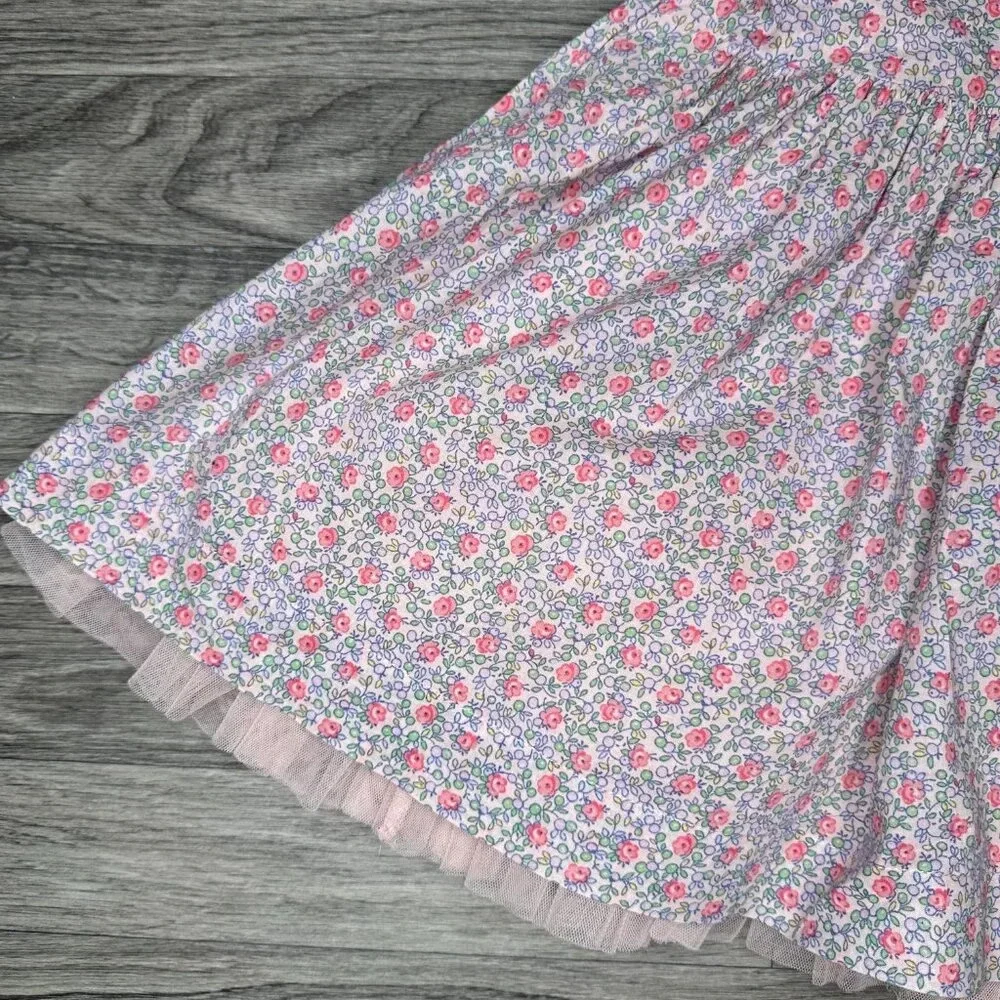 Gap Kids Little Girl's Drop Waist Floral Pink Dress w/ Tulle Slip Size L